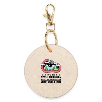 Hiking 57th birthday hiker 57 years old - Round Keyring - oyster - Front