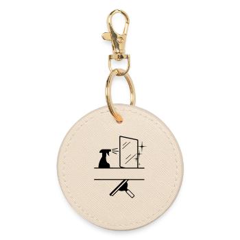 Cleaner windows washer logo transparent with beam - Round Keyring - oyster - Front