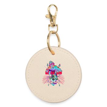 Vaporwave Magic Mushrooms Psychedelic Mushrooms - Round Keyring - oyster - Front