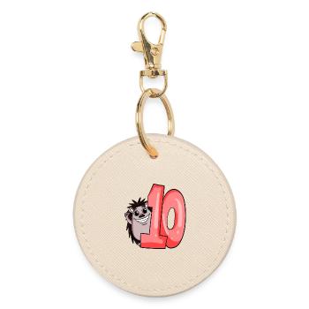 10 Geburtstag 10 Jahre alt mit Tier Motiv - zehn - Runder Schlüsselanhänger - Auster - Vorne