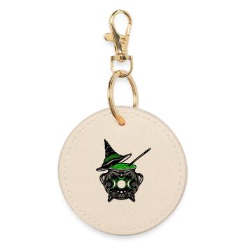 Hexenkessel Hexenhut Hexen Walpurgisnacht - Runder Schlüsselanhänger - Auster - Vorne