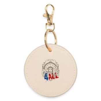 4 July - Independence Day. If you love freedom - t - Round Keyring - oyster - Front