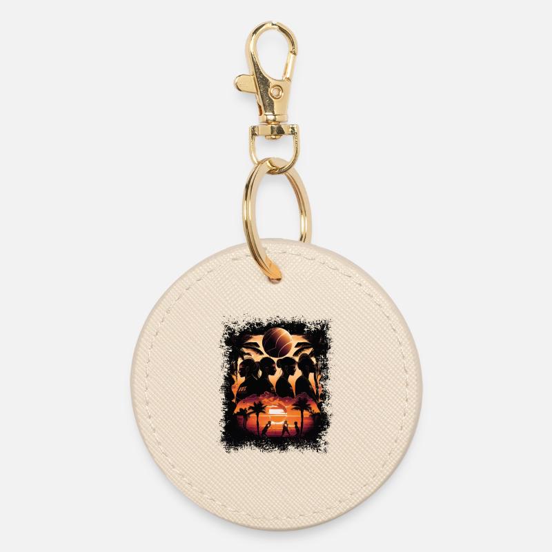 Beach Volleyball - Round Keyring - oyster