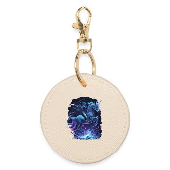 Mystical unicorn with rider - Round Keyring - oyster - Front