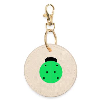 Coccinelle Verte à Points Noirs - Porte-clés rond - huître - Devant