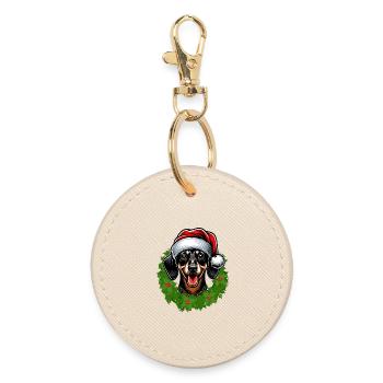 Weihnachten & Dackel | Festlich für Hundefreunde - Runder Schlüsselanhänger - Auster - Vorne