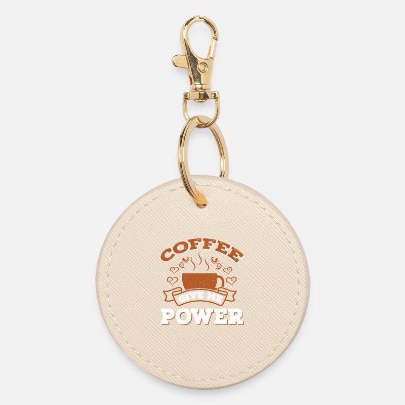 Coffee Give Me Power - Round Keyring - oyster