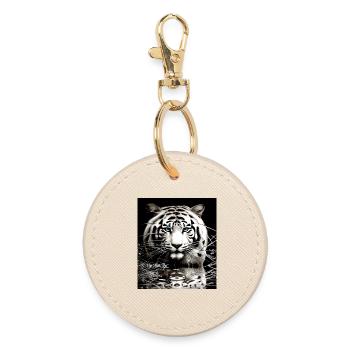 White Tiger - Round Keyring - oyster - Front