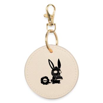 Farting Black Rabbit - Round Keyring - oyster - Front