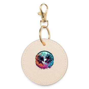Bull vs Bear Stock Market Stocks - Round Keyring - oyster - Front