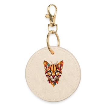 Wildcat Ocelot, conçu à partir de feuilles colorées - Porte-clés rond - huître - Devant