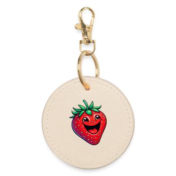 Erdbeeren Erdbeeren - Runder Schlüsselanhänger - Auster - Vorne