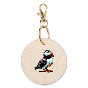 Puffin - Round Keyring - oyster - Front