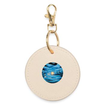 Majestic Ocean Wave Sunset Artistic Nature Scene - Round Keyring - oyster - Front