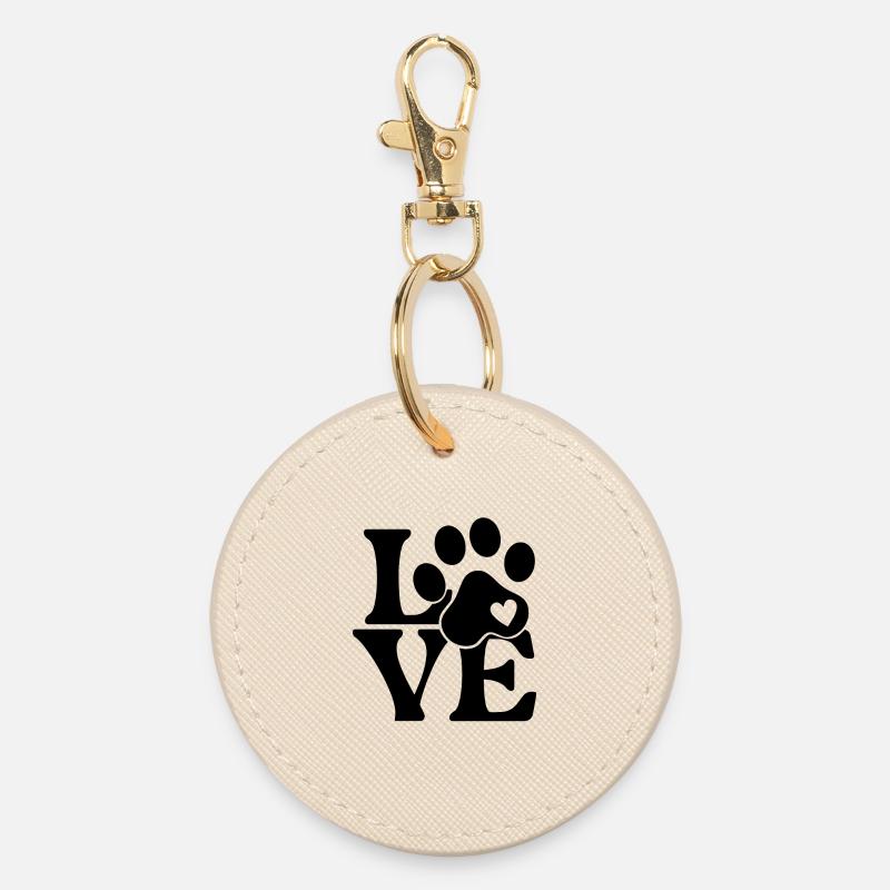 Amour pour les chiens Empreinte de patte - Porte-clés rond - huître