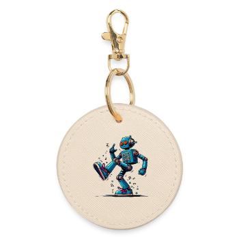 Extraterrestrial alien robot dances - Round Keyring - oyster - Front