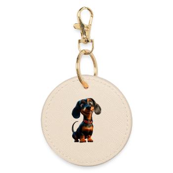 Dackel Dachshund Zwergdackel Dackelclub Teckel - Runder Schlüsselanhänger - Auster - Vorne