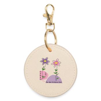Blumenmotiv mit Dankesbotschaft - Runder Schlüsselanhänger - Auster - Vorne