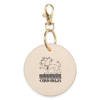 Black Cerberus Wolf Dog - Round Keyring - oyster - Front