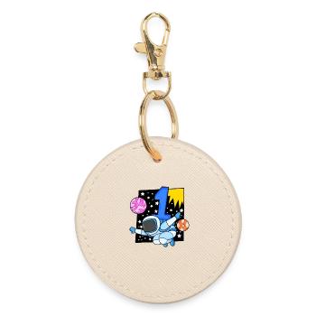 Number 1 Number One - Astronaut Motif - Round Keyring - oyster - Front
