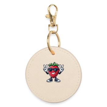 fraise sucrée dessin animé fruit de la paix fruité - Porte-clés rond - huître - Devant