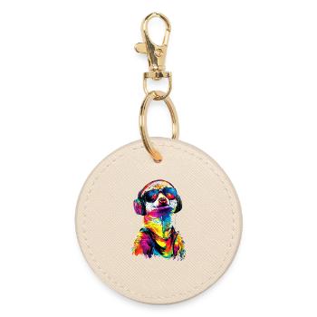 Erdmännchen Sonnenbrille Bunt Süßes Erdmännchen - Runder Schlüsselanhänger - Auster - Vorne