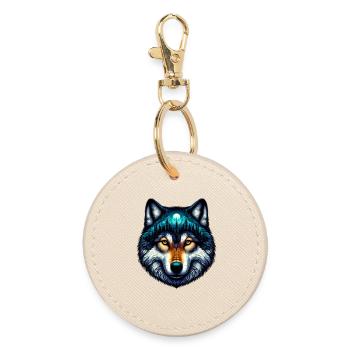 Wolf - Round Keyring - oyster - Front