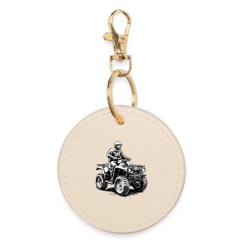 Quad Lover Quad Driver Motorsport Quad - Round Keyring - oyster - Front