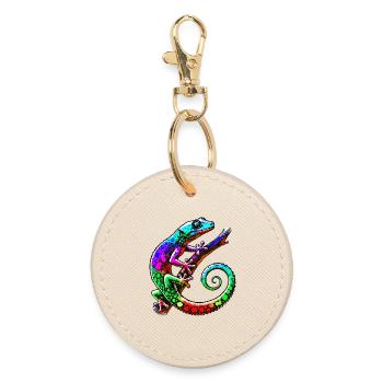 Gecko - Runder Schlüsselanhänger - Auster - Vorne