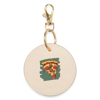 Pizza Retro - Round Keyring - oyster - Front