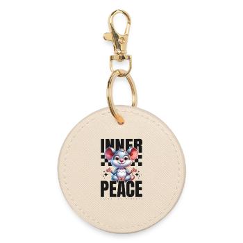 Inner Peace – Sweet Zen Yoga Mouse Meditation - Round Keyring - oyster - Front