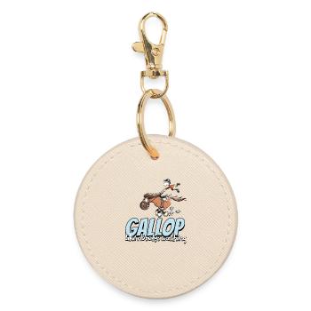 Gallop Like Nobodys Watching Rider Horses Cartoon - Round Keyring - oyster - Front