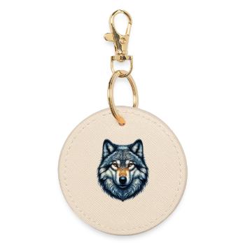 Wolf - Runder Schlüsselanhänger - Auster - Vorne