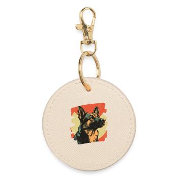 German Shepherd Retro - Round Keyring - oyster - Front