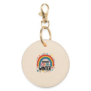 Farbenregenbogen Winter - Runder Schlüsselanhänger - Auster - Vorne