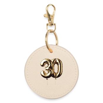 30 Years Gold Balloon Foil Balloon Gift - Round Keyring - oyster - Front