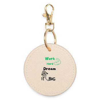 Work Hard Dream Big - Runder Schlüsselanhänger - Auster - Vorne