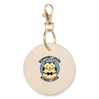 Chat noeud papillon chic - Chat de dessin animé élégant - Porte-clés rond - huître - Devant