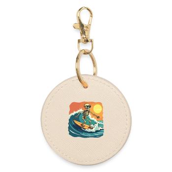 Plage Vacances Mer Été Soleil Surf Skeleton Fun - Porte-clés rond - huître - Devant