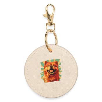 Chow Chow - Porte-clés rond - huître - Devant