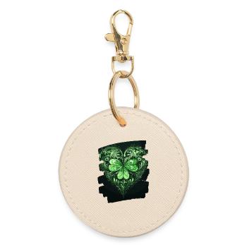 St. Patrick's Day Shamrock Heart - Round Keyring - oyster - Front