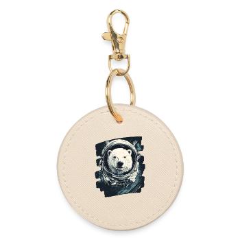 Eisbär Astronaut - Runder Schlüsselanhänger - Auster - Vorne