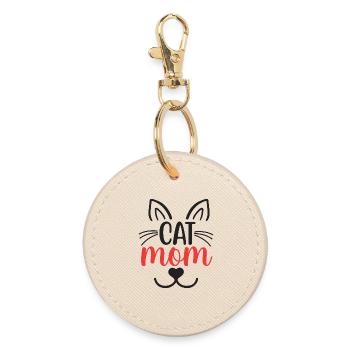 Cat Mom - Round Keyring - oyster - Front