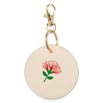 Pohutukawa Flower , New Zealand - Round Keyring - oyster - Front