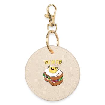 Yolk on Top - Round Keyring - oyster - Front