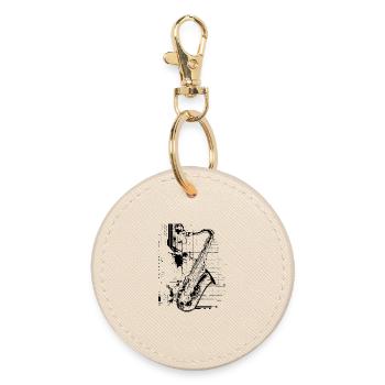 Saxophone Player Graphics - Round Keyring - oyster - Front