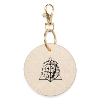 Lion géométrique – roi des animaux en origami - Porte-clés rond - huître - Devant