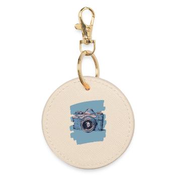 Camera Photo Camera Photographer Female Photographer - Round Keyring - oyster - Front