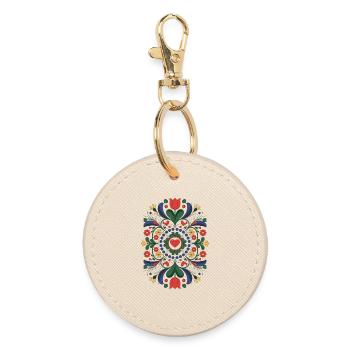 Mandala Folk | Art floral slave - Porte-clés rond - huître - Devant