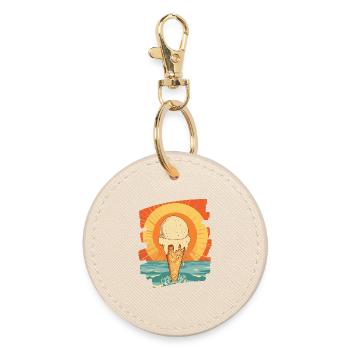 cream and cream scoop summer sunset - Round Keyring - oyster - Front